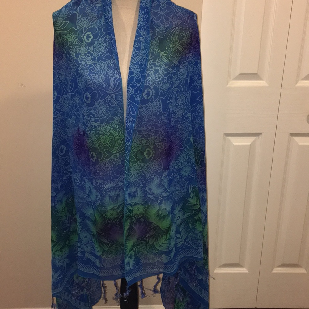 Beautiful Sheer Dolphin Flower Multiway Shawl Wrap